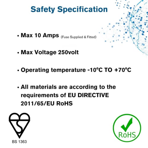 كيبل طاقة C2J بطول 5 متر (IEC320C13 إلى BS1363) -...