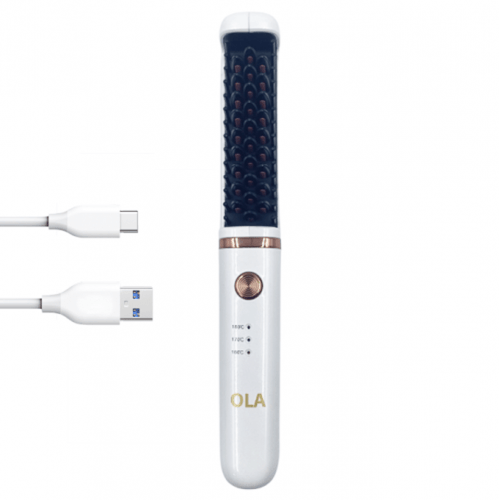 فرشاة فرد الشعر قابلة للشحن من اولا هير- ابيض &روز...