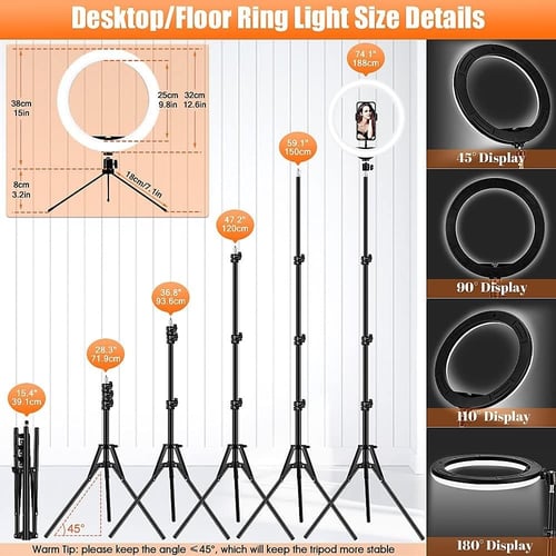 رينق لايت مصباح حلقي LED من غيرتونغ مقاس 12.6 انش...