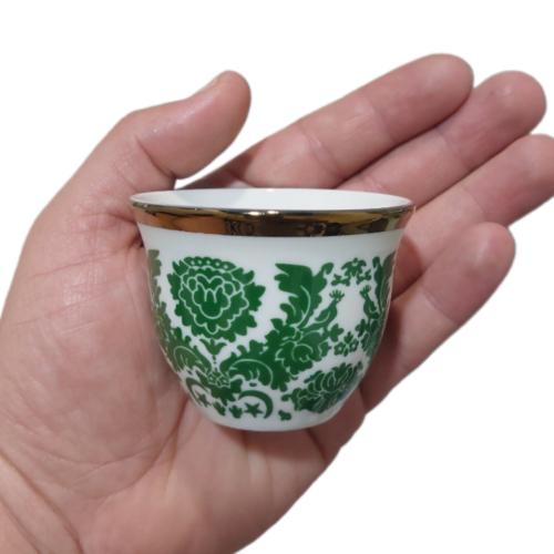 فنجان ابوطير اخضر فريم ذهبي