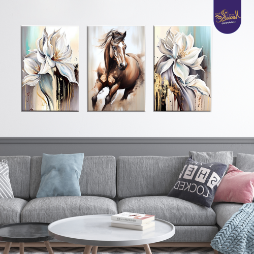 لوحة خيول وورد جذابة لمنزلك بسعر مخفض | شحن مجاني