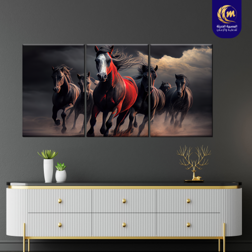 لوحة فنية لخيول عربية| الشحن مجاني