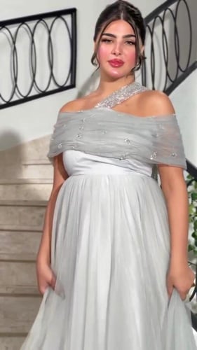 فساتين حوامل للعيد قماش تل مع تفته