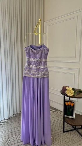 فستان نسائي خامة شيفون جورجيت دبل كلوش