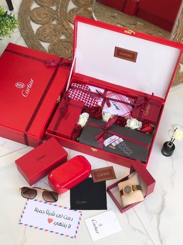 طقم وبوكس رجالي قماش ماركة كارتر مع توابع الماركة