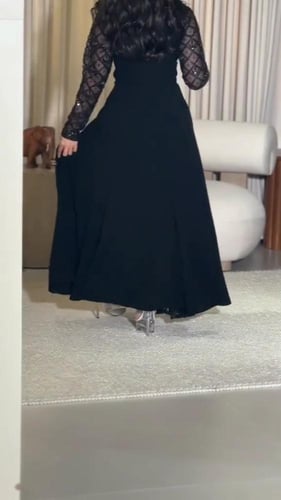 فستان نسائي سهره خامة لكرا ستريتش مع ترتر