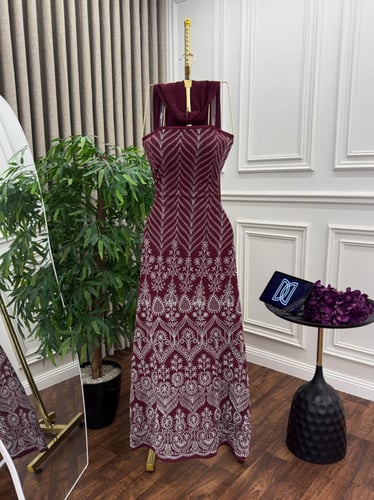 جلابيات نسائية قماش باربي تطريز كمبيوتر