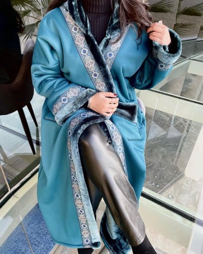 فروة شاموة من الداخل فرو نسائي مع كلفة سدو