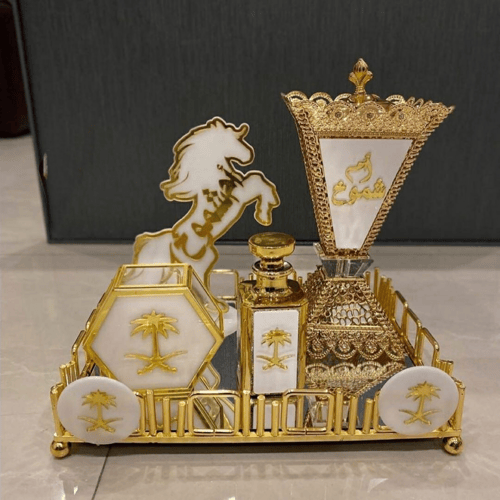 طقم مباخر ملكي رخام مضغوط مع نحاس بالاسم