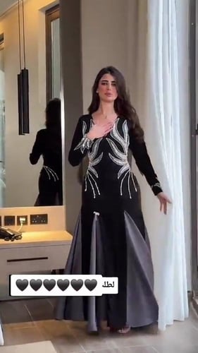 فستان نسائي سهره قماش كريب ستريتش مع تفته