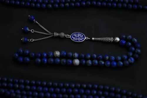 سبح رجالي فضة خالص مع حجر الاونكس الكريم مع نحت اس...