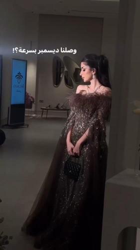 فستان نسائي سهره قماش شك سهره مع ريش أصلي