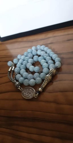 سبح رجالي فضة خالص مع حجر الاونكس الكريم مع نحت اس...