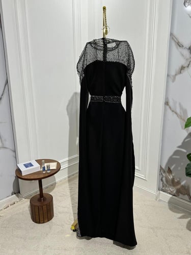 فستان نسائي سهره خامة باربي مع تل مع فصوص