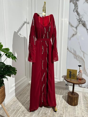 فساتين نسائي قماش باربي مع شيفون