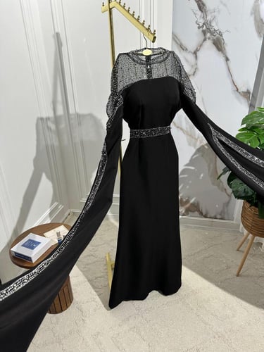 فستان نسائي سهره خامة باربي مع تل مع فصوص