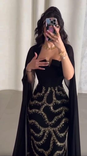 فستان سهرة قماش كريب ستريتش