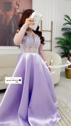 فستان نسائي سهره قماش ميكادو دبل كلوش