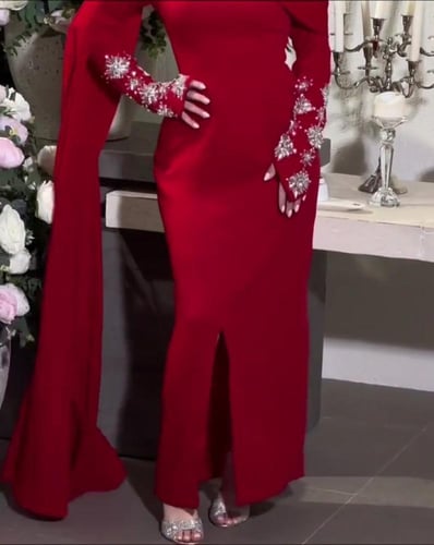 فستان نسائي سهره قماش باربي تطريز يدوي