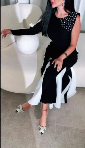 فستان نسائي سهره قماش كريب استرتش