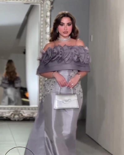 فستان نسائي سهره قماش ميكادو