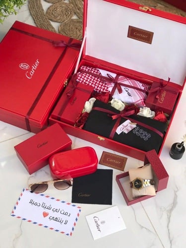 طقم وبوكس رجالي قماش ماركة كارتر مع توابع الماركة