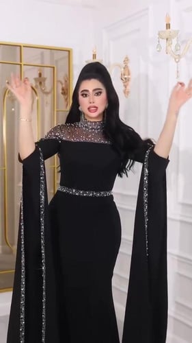 فستان نسائي سهره خامة باربي مع تل مع فصوص