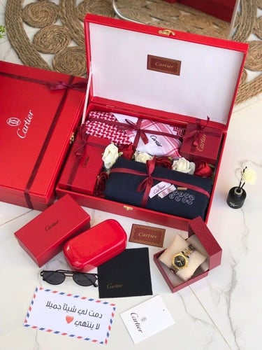 طقم وبوكس رجالي قماش ماركة كارتر مع توابع الماركة