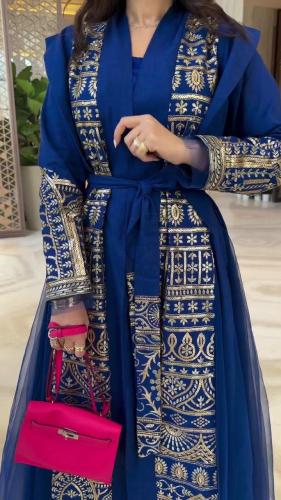 جلابية نسائية قماش باربي تطريز كمبيوتر