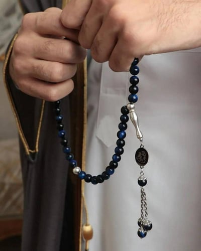 سبحة ملكية مع حجر الاونكس الكريم فضةفضة إيطالي خال...