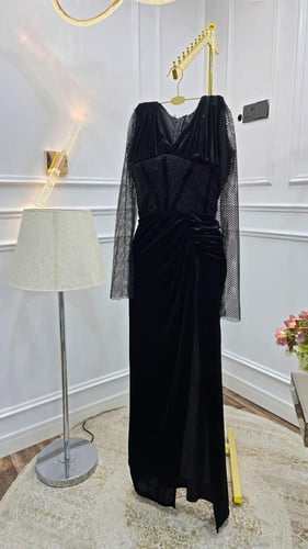 فستان نسائي سهره قماش مخمل كوري