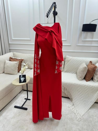 فستان نسائي سهره قماش باربي تطريز يدوي