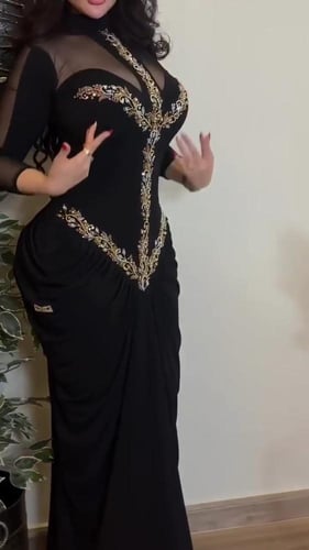 فستان نسائي سهره قماش كريب استرتش مع شيفون