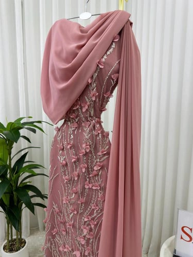 فساتين سهره قماش سهرة مورد