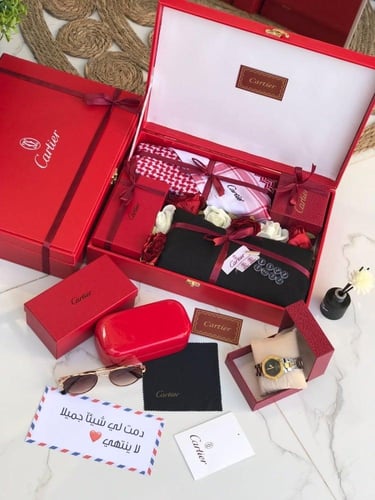 طقم وبوكس رجالي قماش ماركة كارتر مع توابع الماركة