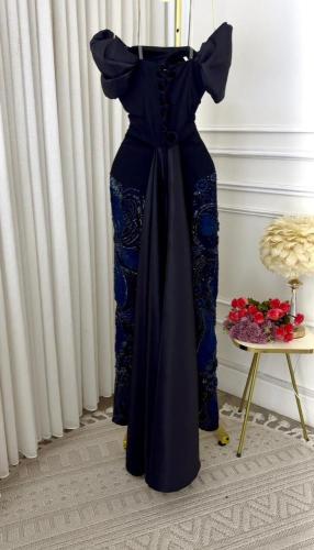 فستان نسائي قماش لكرا مع شانطون