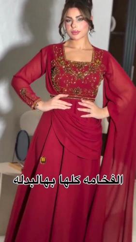 فستان نسائي خامه جورجيت تطريز يدوي