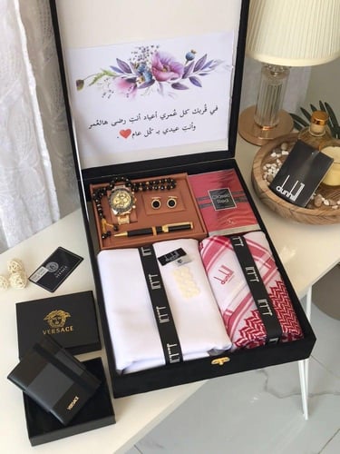 طقم وبوكس العيد رجالي قماش ماركة ديور مع توابع الم...
