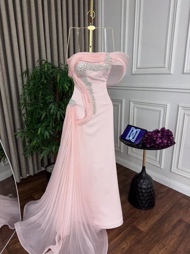 فستان نسائي سهره قماش باربي مع جازار بليسة