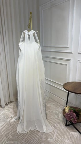 فستان نسائي سهره قماش سي واي مع جورجيت