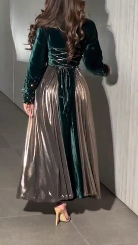 فستان نسائي سهره قماش مخمل كوري