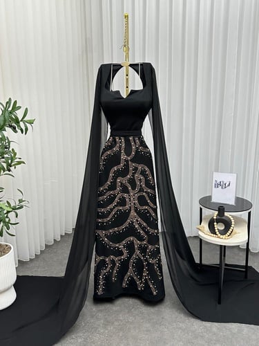 فستان سهرة قماش كريب ستريتش