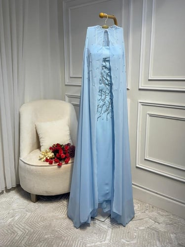 فستان نسائي سهره قماش باربي مع جورجيت