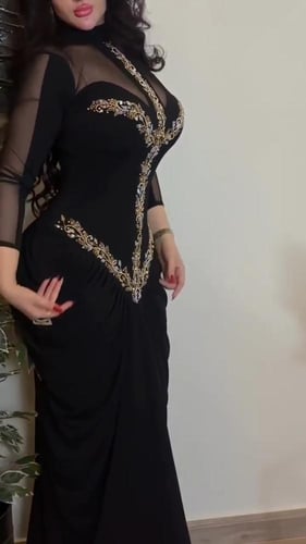 فستان نسائي سهره قماش كريب استرتش مع شيفون