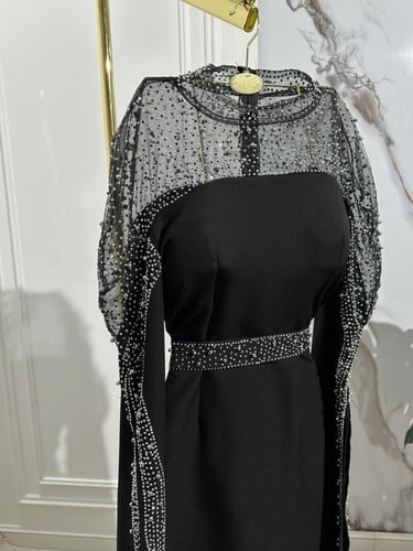 فستان نسائي سهره خامة باربي مع تل مع فصوص