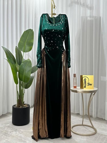 فستان نسائي سهره قماش مخمل كوري