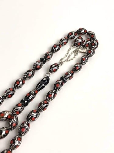 سبح احجار كريمة سبحة يسر مطعمة فضة عيار 925 مع حجر...