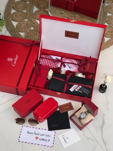 طقم وبوكس رجالي قماش ماركة كارتر مع توابع الماركة