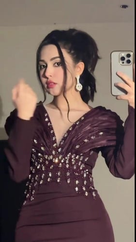 فستان سهرة قماش كريب مع اورجنزا