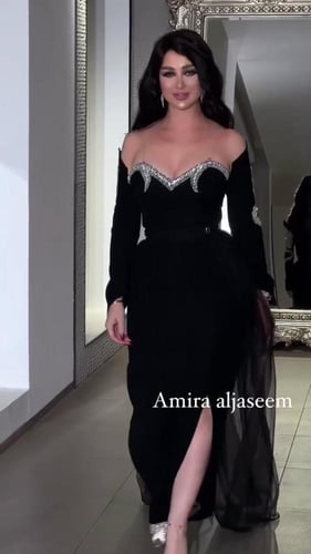 فستان نسائي سهره قماش كريب استرتش